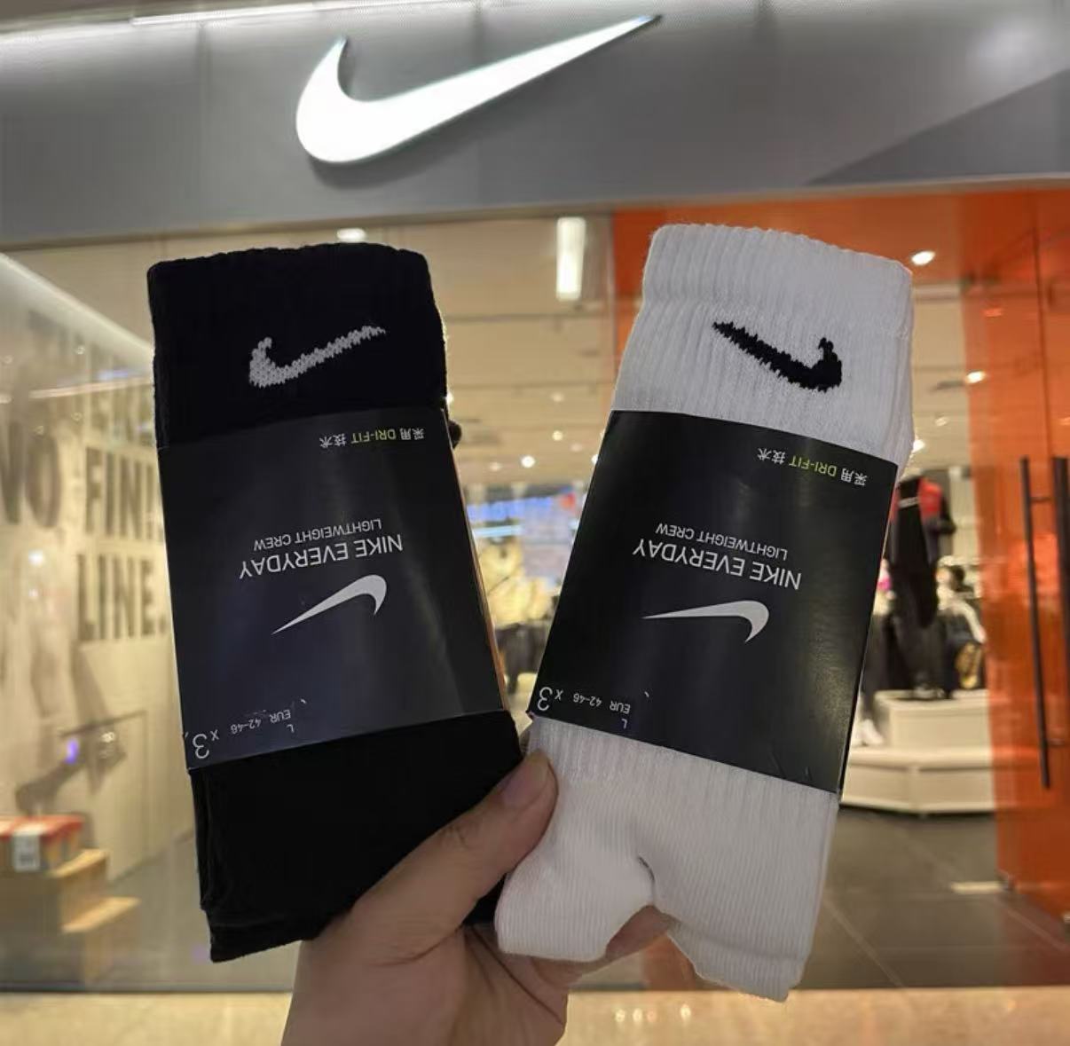 Cotton Crew Sock Pack - 나이키 3켤레 세트, 남녀공용, 신축성 있는