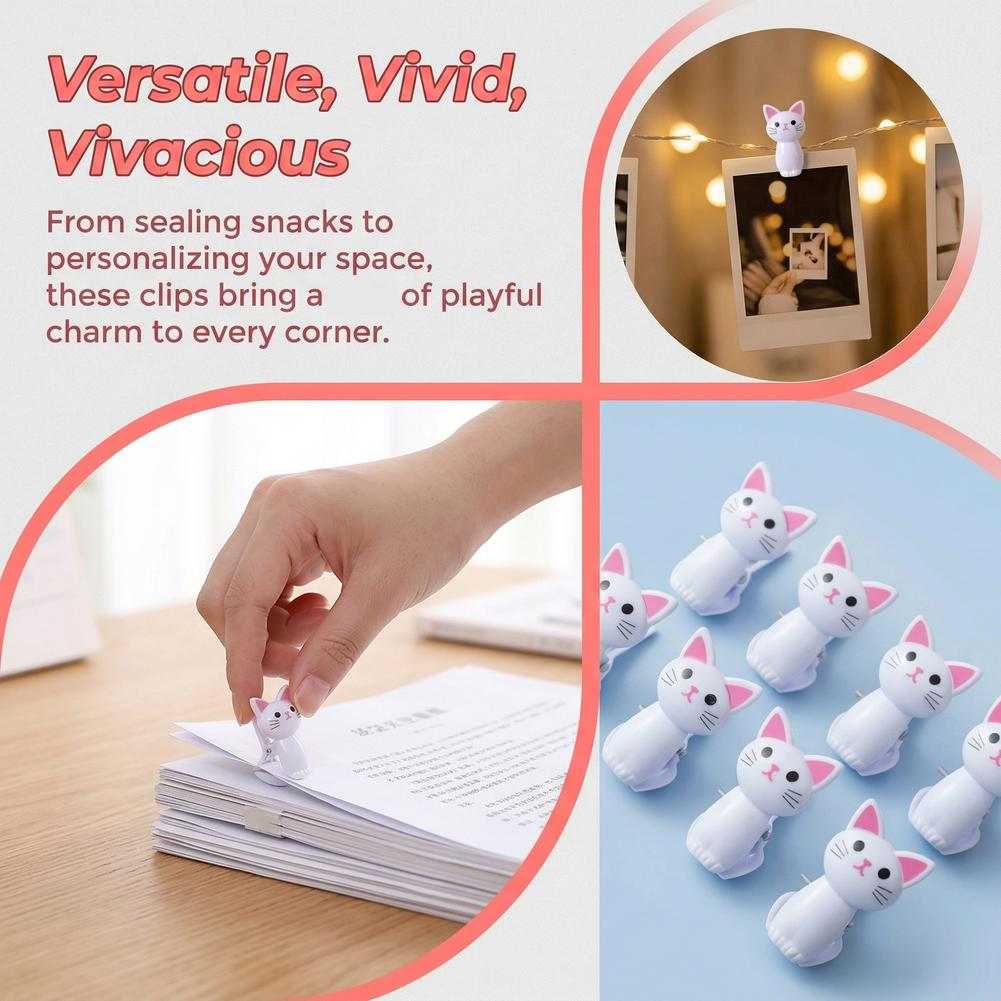 8Pcs 고양이 모양 식품 밀봉 가방 클립 플라스틱 교 - Sock Organizer Tray 리뷰 및 가격